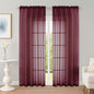 OWENIE Sheer Curtains 84 Inches Long 2 Panels Set, Burgundy Sheer Curtain for Living Room Bedroom, Modern Filmy Rod Pocket Curtains Drapes, 2 Pcs, Each 59 W x 84L, Burgundy