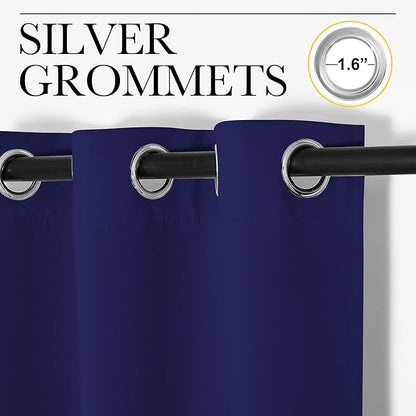 NICETOWN Window Drapes Long Curtains - Living Room Panels Grommet Top Window Treatment for Hall & Guest Room (Navy Blue, 42 inches Wide x 95 inches Long, 2 Pieces)
