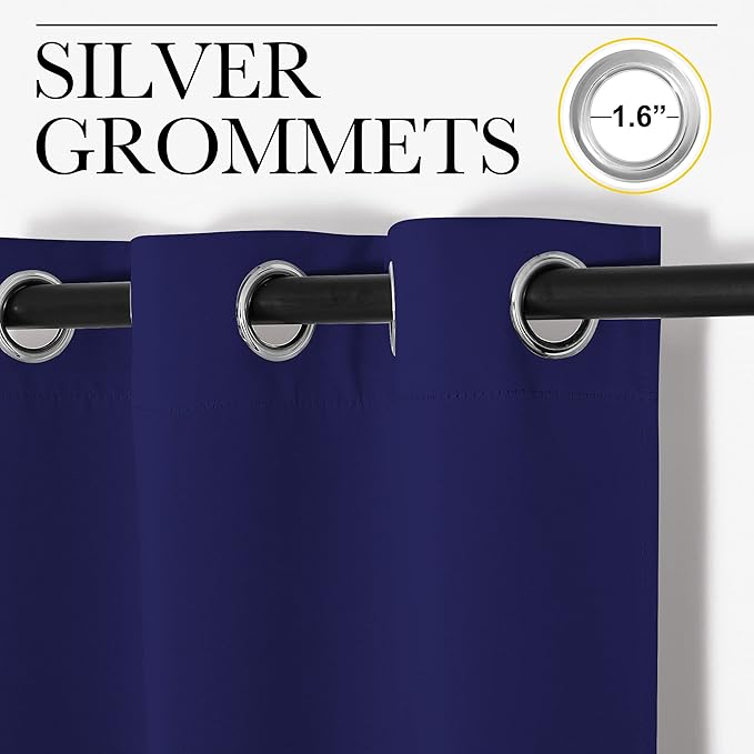 NICETOWN Blackout Curtain Panels, Window Treatment Energy Saving Thermal Insulated Solid Grommet Blackout Drapes/Draperies (Royal Blue, 1 Pair, 34 by 54)