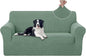U-NICE HOME Oversized Stretch Loveseat Couch Cover Sofa Covers Washable Sofa Slipcover Furniture Protector for 2 Cushion Couch Sofa Pet Friendly, Cyan