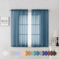 Lecloud Dusty Blue Sheer Curtains 54 Inch Length 2 Panels, Light Filtering Voile Curtain Drapes for Kitchen Bedroom Windows, Dual Rod Pocket Living Room Sheer Curtains, 40 W x 54 L Inches