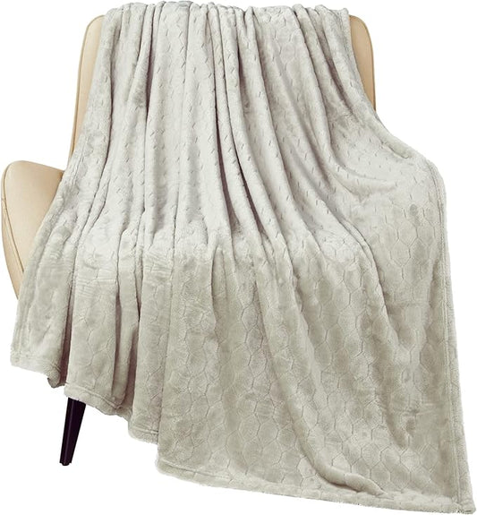 TOONOW Fleece Blanket Super Soft Cozy Throw Blanket 50" x 60", Lightweight Fuzzy Comfy Textured Flannel Blanket Warm Plush Throw Blankets for Couch, Sofa, Bed, Pumice Stone