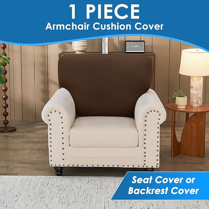 XINEAGE Large Couch Cushion Covers Seat Cushion Cover Thick Stretch Sofa Slipcovers 1 Piece Individual Couch Covers with Elastic Bottom(Single XL Seat Cushion/Backrest,Coffee)