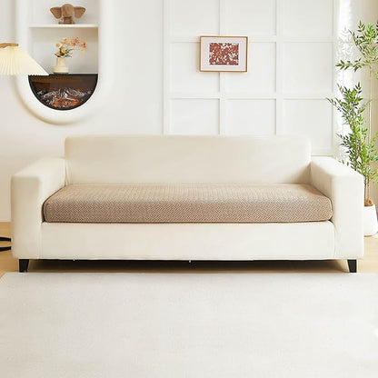 Couch Covers for 3 Cushion Sofa Pet Friendly Couch Cushion Covers Universal Sofa Covers Washable Stretch Slipcovers for Sectional Sofa (Texture Light Coffee,Large Triple Seat Cover)