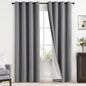 Yakamok Grey Room Darkening 100% Blackout Curtains Grommet Window Treatments with 2 Thick Layers-Gray Thermal Insulated Drapes Set of 2 Panels for Bedroom Living Room 52 Inches by 96 Inches Length