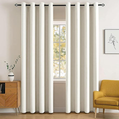 MIULEE Blackout Curtains for Bedroom Living Room Thermal Insulated Room Darkening Grommet Top Solid Light Blocking Drapery Set of 2 Window Panels 52 x 72 Inches Ivory