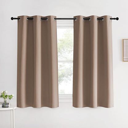 NICETOWN Blackout Window Curtains and Drapes for Kitchen, Set of 2, 42 by 60 Inch, Cappuccino, Window Treatment Thermal Insulated Solid Grommet Blackout Drapery Panels