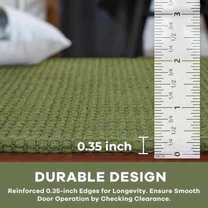 KOZYFLY Indoor Door Mat 2x3 ft Small Area Rugs Washable Front Door Mat Non Slip Rubber Backed Entryway Rug Cotton Entrance Doormat for Front Porch Bathroom Kitchen Bedroom, Bright Green/Earthy Green