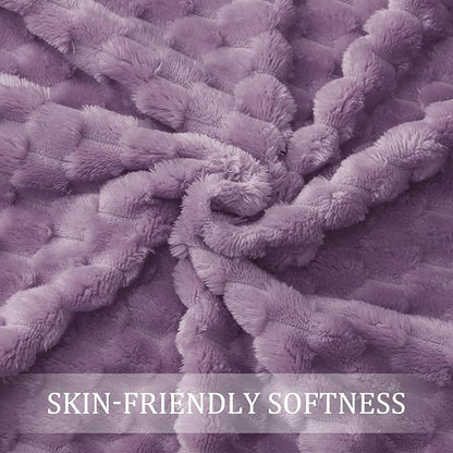 Exclusivo Mezcla Fleece King Blanket for Bed, Extra Large Fuzzy Grayish Purple Bed Blankets, Soft Cozy Plush Sofa Throws for All Seasons, 90x104 Inches