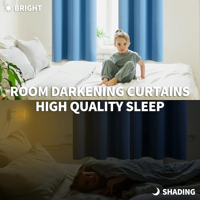 BGment Room Darkening Curtains 63 Inches Long - Grommet Thermal Insulated Drapes Window Treatment Curtains for Bedroom, 2 Panels, 42 x 63 Inch, Sky Blue
