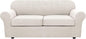 H.VERSAILTEX 3 Piece Stretch Sofa Covers for 2 Cushion Sofa Couch Covers for Living Room Sofa Slipcovers (Base Cover Plus 2 Seat Cushion Covers) Thicker Jacquard Fabric(Large Sofa, Ivory)