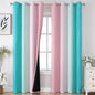 Estelar Textiler Pink and Teal Blackout Curtains 102 Inch Length 2 Panels Set, Thermal Insulated Ombre Grommet Drapes for Bedroom, Full Room Darkening Gradient Curtains for Living Room, 52Wx102L