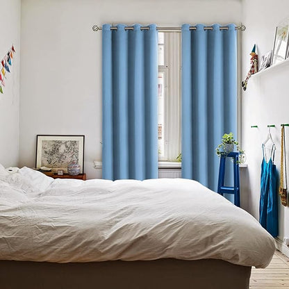BGment Room Darkening Curtains 84 Inches Long - Grommet Thermal Insulated Drapes Window Treatment Curtains for Bedroom, 2 Panels, 52 x 84 Inch, Sky Blue