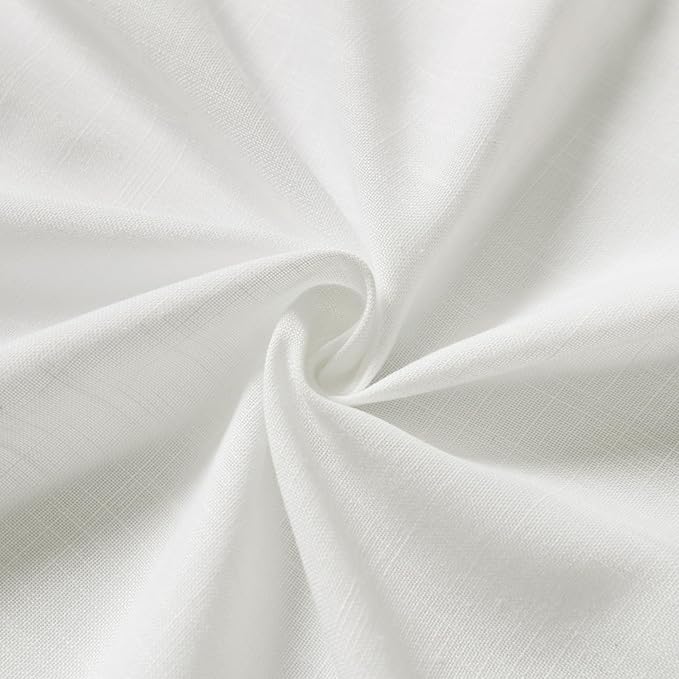Nanspring Off White Cafe Curtains 45 Inch Length Set 2 Panel Back Tab Pocket Semi Sheer Short Linen White Curtain Tiers for Small Bathroom Window Basement Kitchen Doors 38x45