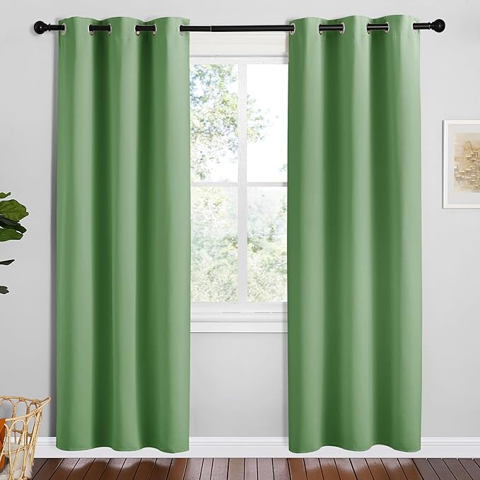 NICETOWN Froest Green Blackout Curtains 78 inches Length for Bedroom, 2 Panels, 42" Wide, Thermal Insulated Decoration Drapes for Office Window