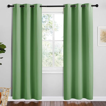 NICETOWN Froest Green Blackout Curtains 78 inches Length for Bedroom, 2 Panels, 42" Wide, Thermal Insulated Decoration Drapes for Office Window