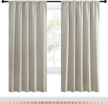 NICETOWN Blackout Curtains for Living Curtains, Room Darkening Window Curtain Panels, Easy-Care Solid Thermal Insulated Draperies/Drapes for Daughter Room (Natural, 2 Panels, 52 by 72)