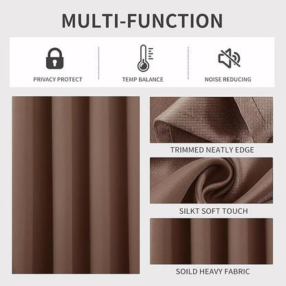 Joydeco Brown Custom Solid Single Blackout Curtain for Bedroom and Living Room, Grommet Thermal Insulated Room Darkening Curtain 1 Panel (Custom Size,Brown)