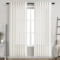 Beige White Linen Curtains 80 Inch Long for Bedroom Back Tab, Filters Light Privacy Transparent Curtains Modern Farmhouse Coastal Decor for Sliding Glass Doors 2 Panels 52x80