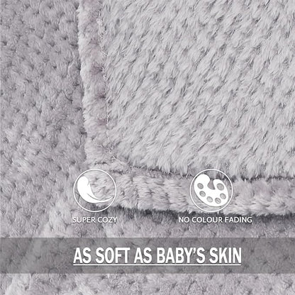 Exclusivo Mezcla Fleece Bed Blanket Twin Size, Super Soft and Warm Blankets for Couch, Sofa and Bed Waffle Textured, Cozy, Fuzzy and Lightweight (Light Grey, 60x80 inches)