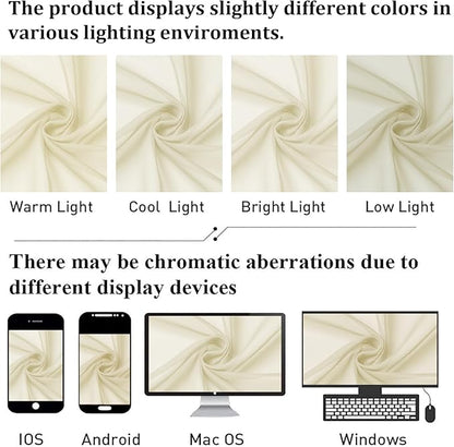 Lecloud Cream Sheer Curtains 72 Inches Long 2 Panels, Light Filtering Curtains for Living Room, Farmhouse Voile Rod Pocket Drapes for Bedroom Dinning Room, Each Panel 42 X 72 Inch