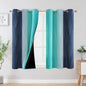 Estelar Textiler Navy Blue and Teal Ombre Blackout Curtains 54 Inch Length 2 Panels, Full Room Darkening Gradient Drapes for Kitchen, Thermal Insulated Grommet Short Curtains for Bedroom,42Wx54L