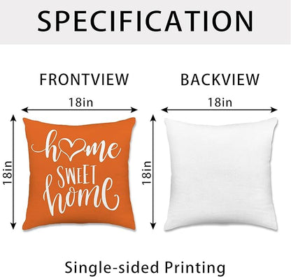 Hexagram Geometric Orange Pillow Covers 18x18 Set of 4, Decorative Outdoor Boho Modern Throw Pillow Covers, Home Sweet Home Farmhouse Cushion Case for Couch Sofa Bedroom Indoor Decor(No Insert)