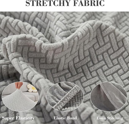 Sofa Covers Couch Covers for Sofa Pet Friendly Couch Cushion Covers Universal Sofa Covers Washable Stretch Slipcovers for Sectional Sofa (Texture Light Gray, Pillow Cover 15 * 15inch)