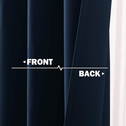 NICETOWN Blackout Kitchen Curtains and Draperies - Navy Half Window Treatment Short Curtain Panels with Grommet-Top Design for Kitchen/Bathroom/Cafe, 42W x 36L.2 inches Header, 2 Panels