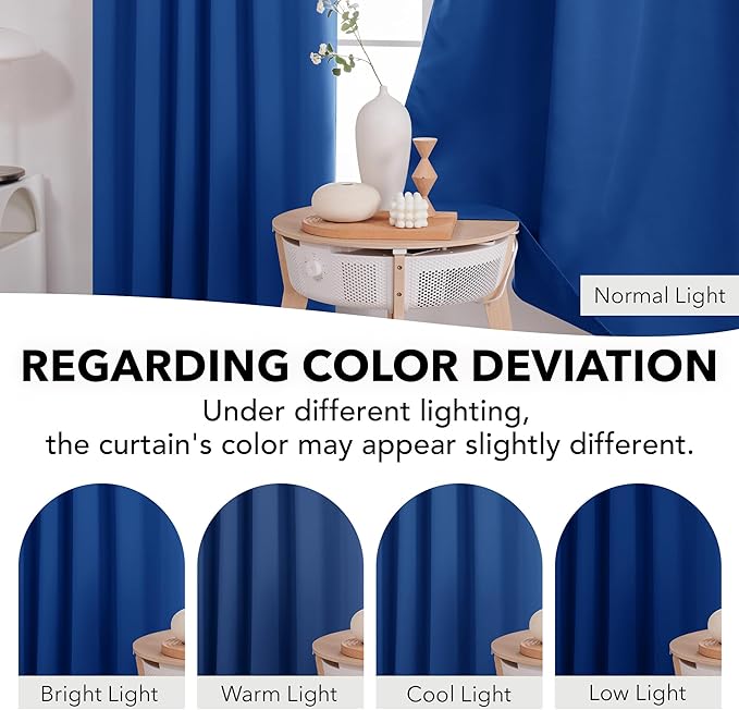 Deconovo Blackout Curtains, Thermal Insulated, W52 x L84 2 Panels, Back Tab, Machine Washable, Room-Darkening Drapes for Bedroom/Living Room Royal Blue