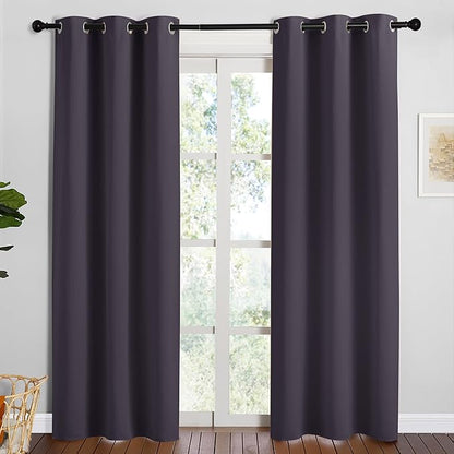 NICETOWN Greyish Purple Blackout Curtains 84 inches Length for Dining Room, 2 Panels, 34" Wide, Thermal Insulated Long Drapes for Window