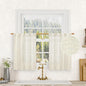 LAMIT Cafe Linen Curtains 30 Inch Length for Kitchen Windows Over Sink, Cream Ivory Semi Sheer Light Filtering Panels Back Tab and Rod Pocket Drapes for Small Window, 2 Panels, 34 x 30 Inch