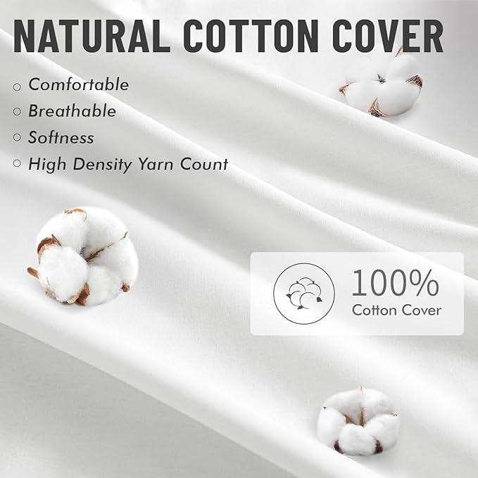 MIULEE 24x24 Pillow Inserts,Set of 4 100% Virgin Microfiber with Cotton Cover Throw Pillows for Couch Sofa and Bed