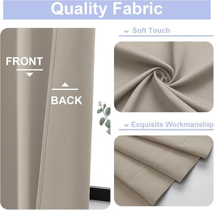 Simplebrand Ava Stone Blackout Curtains for Bedroom 96 Inches Long 2 Panels, Solid Thermal Insulated, Energy Saving Living Room Window Treatment Curtains Blackout Drapes, W40 x L96 Inch, Stone