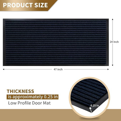 Yimobra Front Door Mat Outdoor Indoor Entrance, 100% Waterproof All-Season All Weather Doormat, Welcome Matt Outside Entry, Non Slip, Low Profile, Heavy Duty Patio Porch Floor Mats,47 x 24,Navy Blue