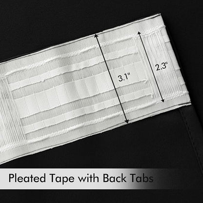 MIULEE Back Tab Blackout Curtains 102 Inch Long 2 Panels Set for Living Room Bedroom, Halloween Black Rod Pocket/Pinch Pleated Thermal Insulated Room Darkening Light Blocking Floor to Ceiling Drapes