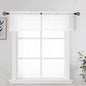 OWENIE White Sheer Curtains for Kitchen Valance Set of 2, Small Short Modern Rod Pocket Voile Valance Curtain Window Treatment Decor for Living Room Bathroom Cafe Laundry Basement, 42" W x 14" L