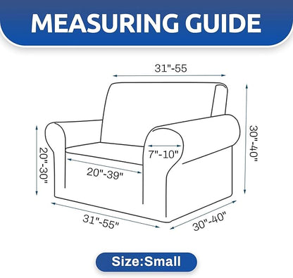 KEKUOU Stretch Single Sofa Slipcover 1 Piece Couch Sofa Cover (31"-55") Furniture Protector 1 Seater Sofa with Elastic Bottom for Kids,Pet.Jacquard Small Checked Pattern Fabric(Small,Champagne)