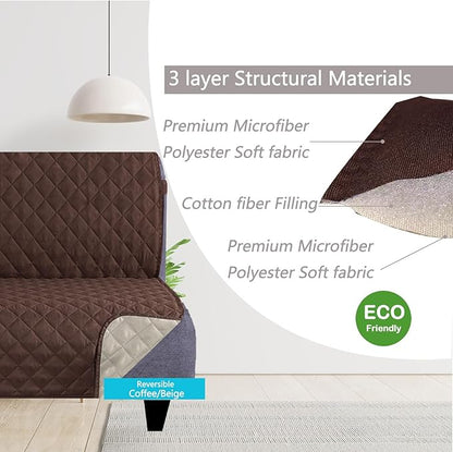 U-NICE HOME Futon Sofa Covers Reversible Sofa Slipcover Armless Furniture Protector Couch Cover Water Resistant (Futon, Coffee/Beige)