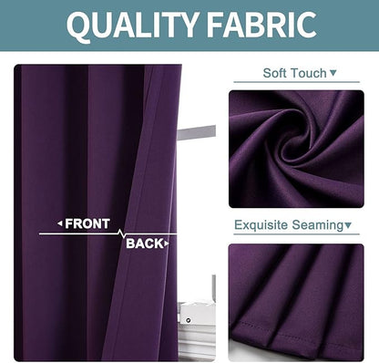 ChrisDowa Blackout Curtains 108 Inches Long 2 Panels Set for Living Room, Grommet Thermal Insulated Room Darkening Curtains for Bedroom (Royal Purple, 52 x 108 Inch)