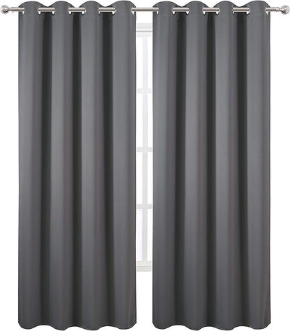 LEMOMO Grey Blackout Curtains/52 x 84 Inch/Set of 2 Panels Thermal Insulated Room Darkening Curtains for Bedroom