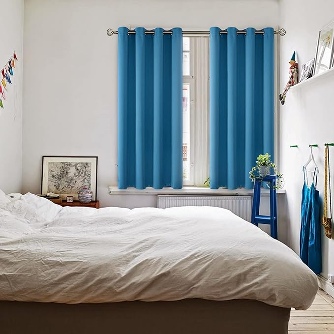 BGment Blackout Curtains - Grommet Thermal Insulated Room Darkening Bedroom and Living Room Curtains, Set of 2 Panels (52 x 45 Inch, Steel Blue)