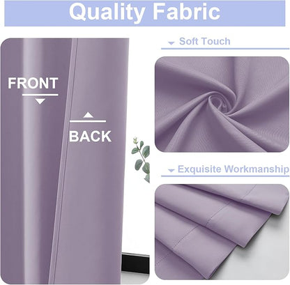 Simplebrand Ava Lilac Blackout Curtains for Bedroom 84 Inch Length 2 Panels Set, Solid Thermal Insulated Privacy Nursery Window Treatment Curtains Blackout Drapes, W40 x L84 Inch, Lilac