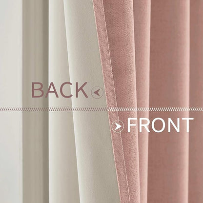 MIULEE Linen Blackout Curtains for Bedroom Thermal Insulated Blush Pink Grommet Room Darkening Black Out Drapes for Living Room Nursery 52 x 54 Inch (2 Panels)