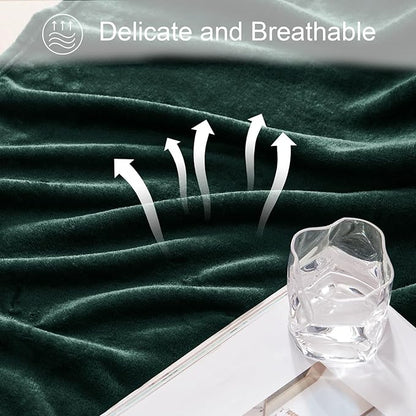 Exclusivo Mezcla Fleece Blankets Queen Size for Bed, Super Soft and Warm, All Season, Cozy, Plush, Lightweight, 90x90 Inches, Forest Green