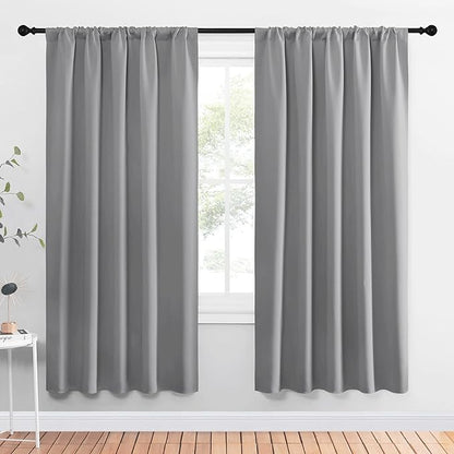 NICETOWN Blackout Curtain Panels for Bedroom - Thermal Insulated Rod Pocket Blackout Drapes/Draperies for Play Kids Room (2 Panels, W52 x L72 inches, Silver Grey)