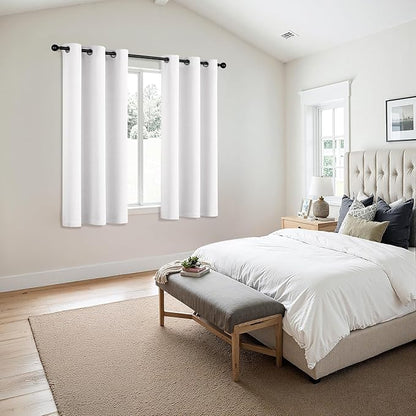 MIULEE Pure White Blackout Curtains for Bedroom Living Room 63 Inches Long 2 Panels, Thermal Insulated Room Darkening Drapes Solid Grommet Noise Reduction Light Blocking Window Treatments 50x63 Inch