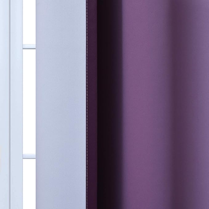 Yakamok Greyish White to Purple Ombre Curtain for Bedroom, Light Blocking Thermal Insulated Window Drape for Living Room(1 Panel, 52x84 Inch)