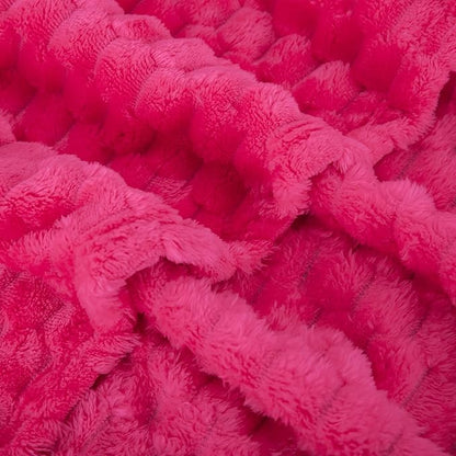 Puncuntex Hot Pink Throw Blanket 60"×80" inches Fuzzy 3D Jacquard Decorative Flannel Fleece Super Soft Plush Cozy Blanket for Couch Sofa Chair Lightweight