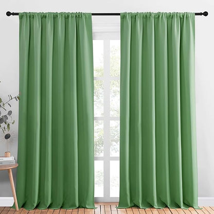 NICETOWN Blackout Curtains Window Draperies, Froest Green, Set of 2, 70 by 95 inches Long, Window Treatment Thermal Insulated Solid Room Darkening Drapes for Bedroom